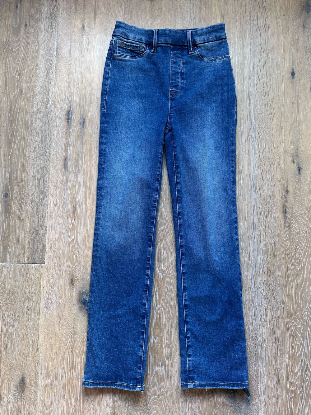 Good American Power Stretch Pull-On Straight Jeans Indigo Blue - Size 2